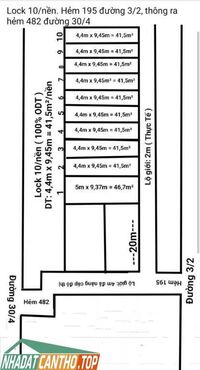 BÁN  NỀN HẺM 195 THÔNG RA 30/4 CẦN THƠ