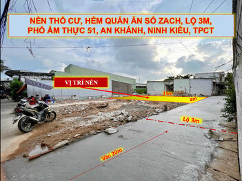 [052]_Nền đẹp 60m2, thổ cư, lộ 3m, hẻm quán Số Zach hồ Bún Xáng, TPCT