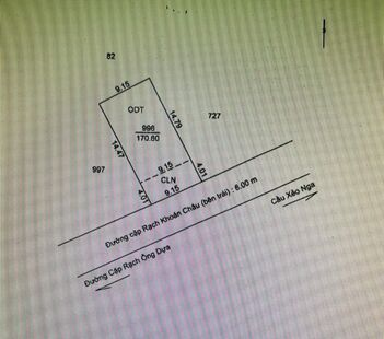 Đất thổ cư, rạch khoán châu 170m2 1ty4
