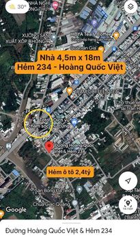 BÁN NHÀ (4,5m x 18m). Hẻm 234 Hoàng Quốc Việt (2,4tỷ)