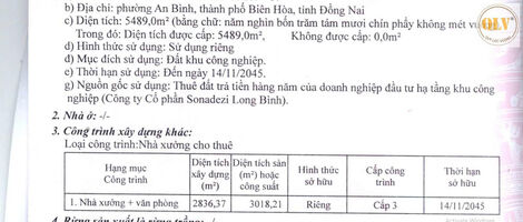 Cần bán nhà xưởng – KCN Long Bình, Biên Hòa, Đồng Nai – 2.800m²