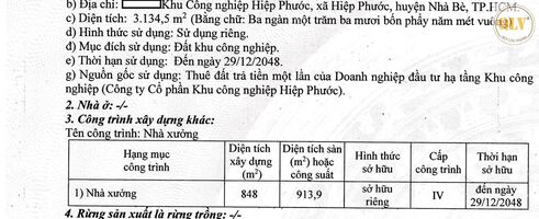 Cho thuê hoặc bán nhà xưởng KCN Hiệp Phước, Nhà Bè, TP.HCM 3.200m²